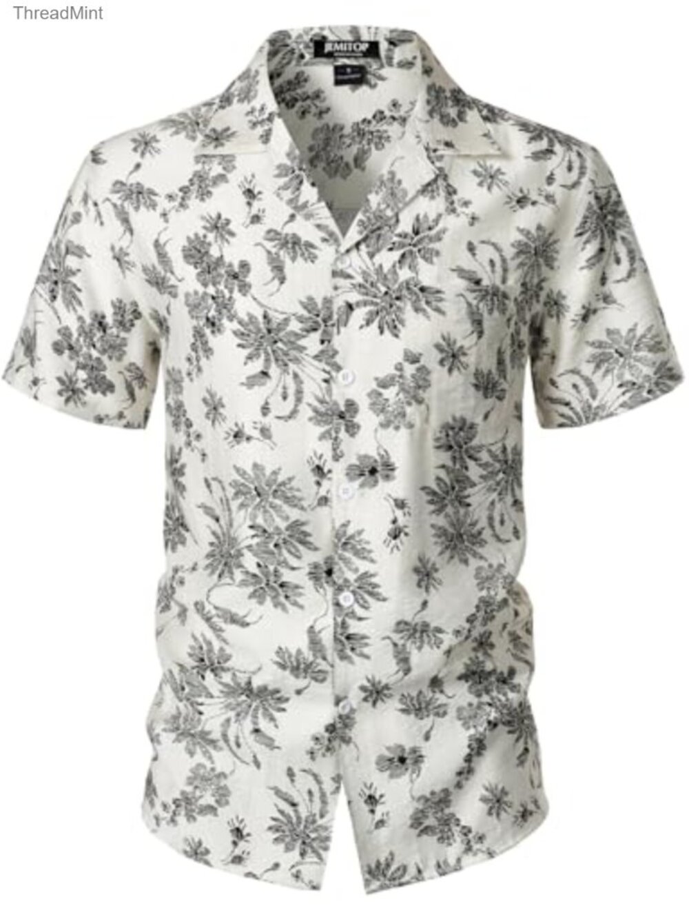 Mens Cuban Collar Hawaiian Shirt Short Sleeve Button Down Rayon Blend